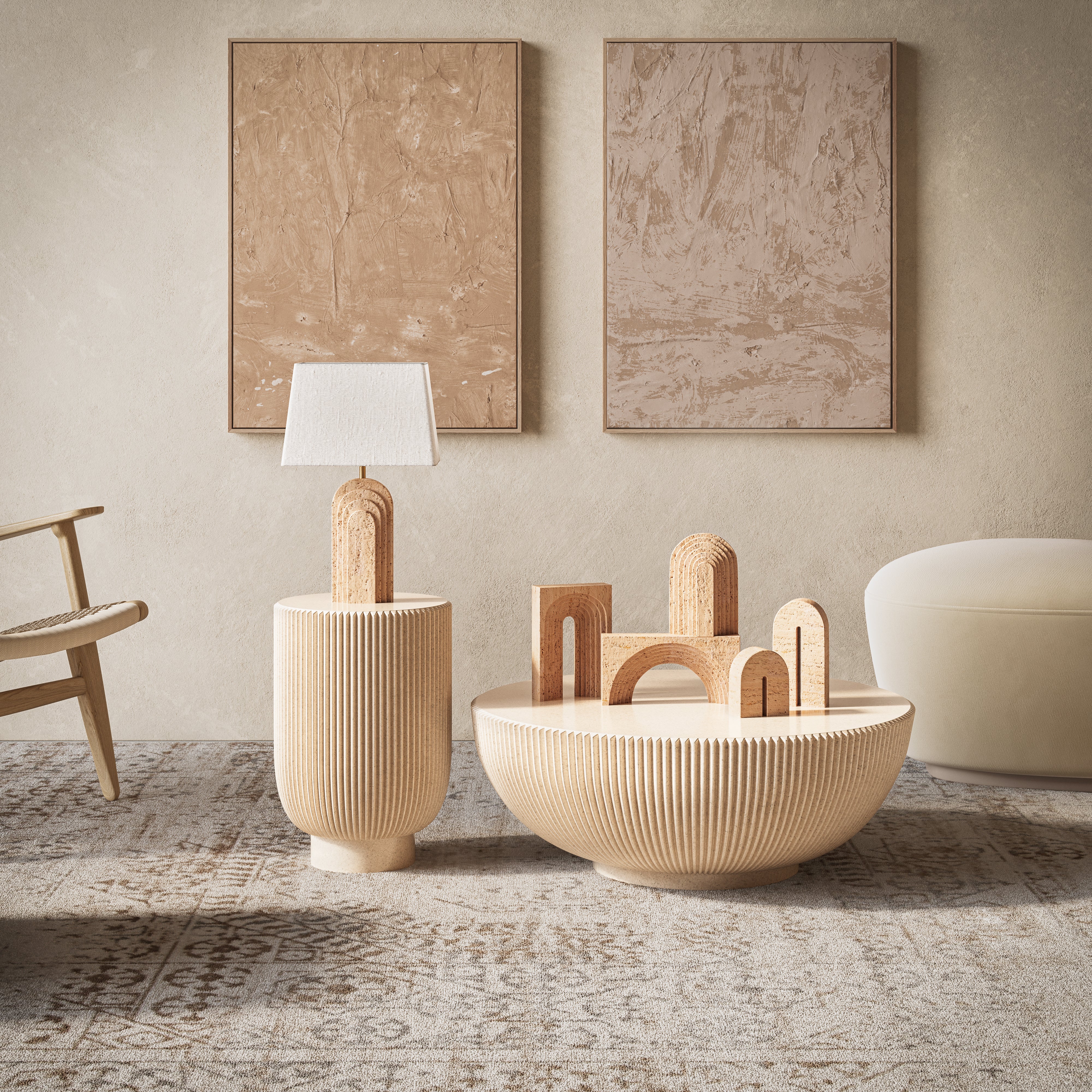 TRAVERTINE ARCH LAMP