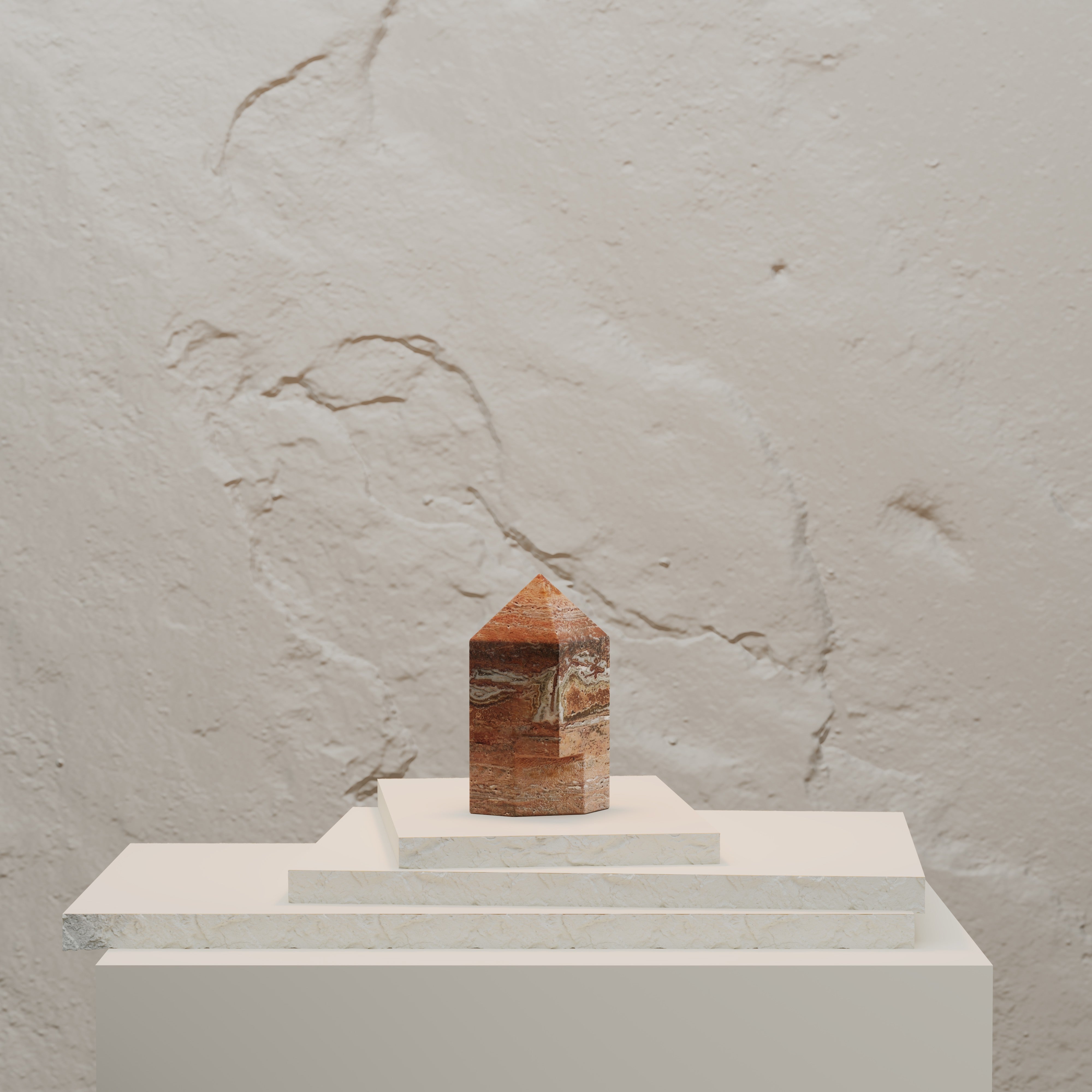 MARBLE PYRAMID DECOR - RED