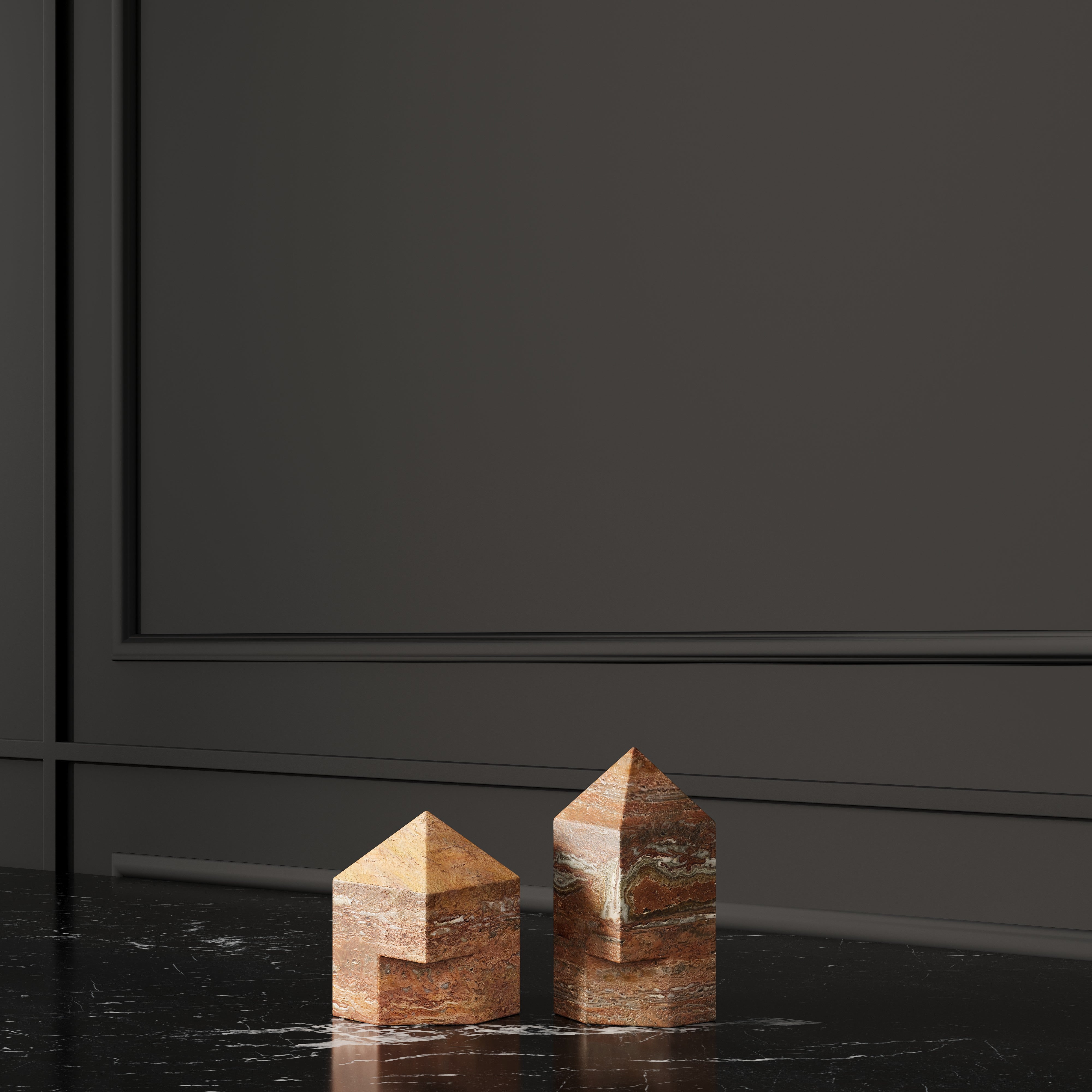 MARBLE PYRAMID DECOR - RED