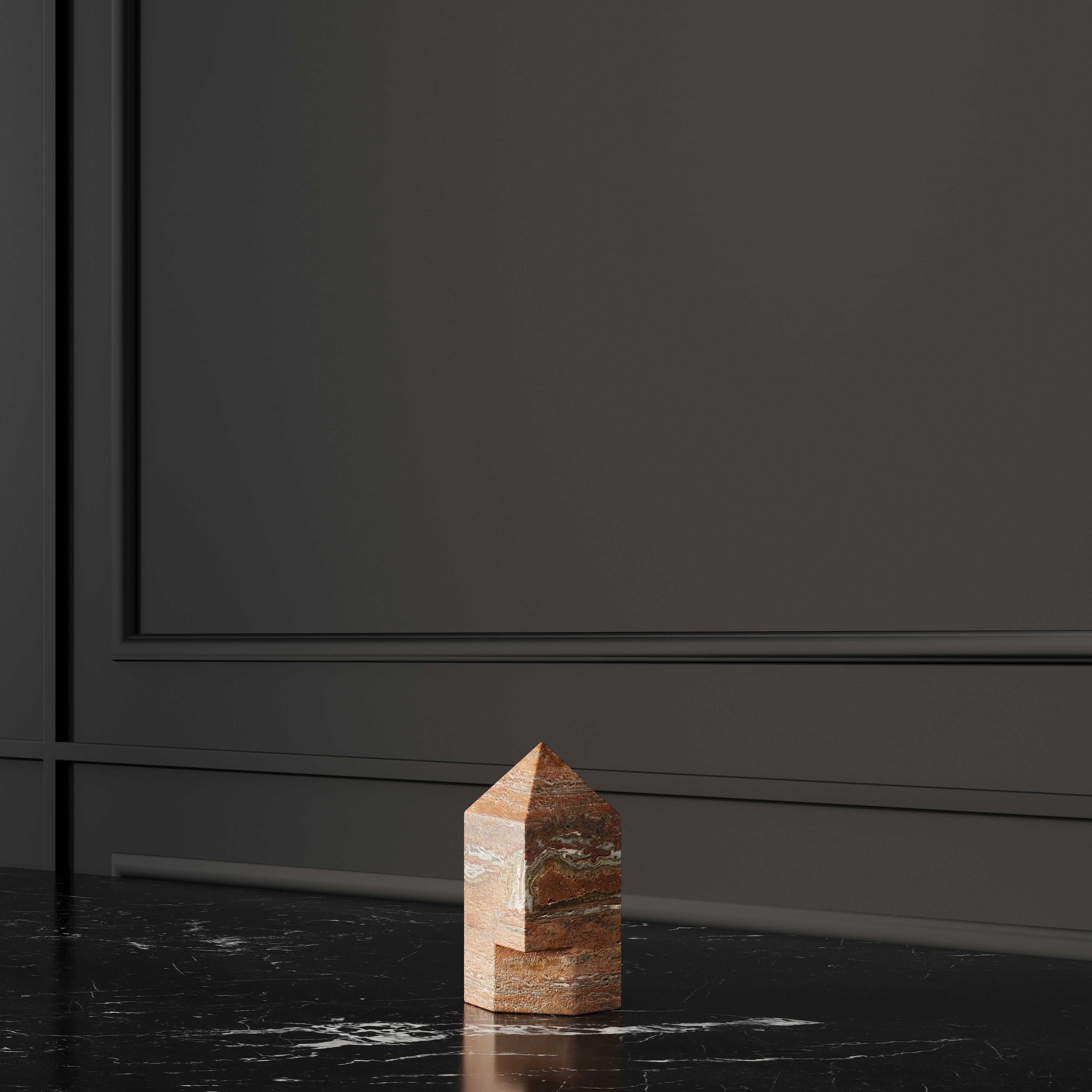 MARBLE PYRAMID DECOR - RED