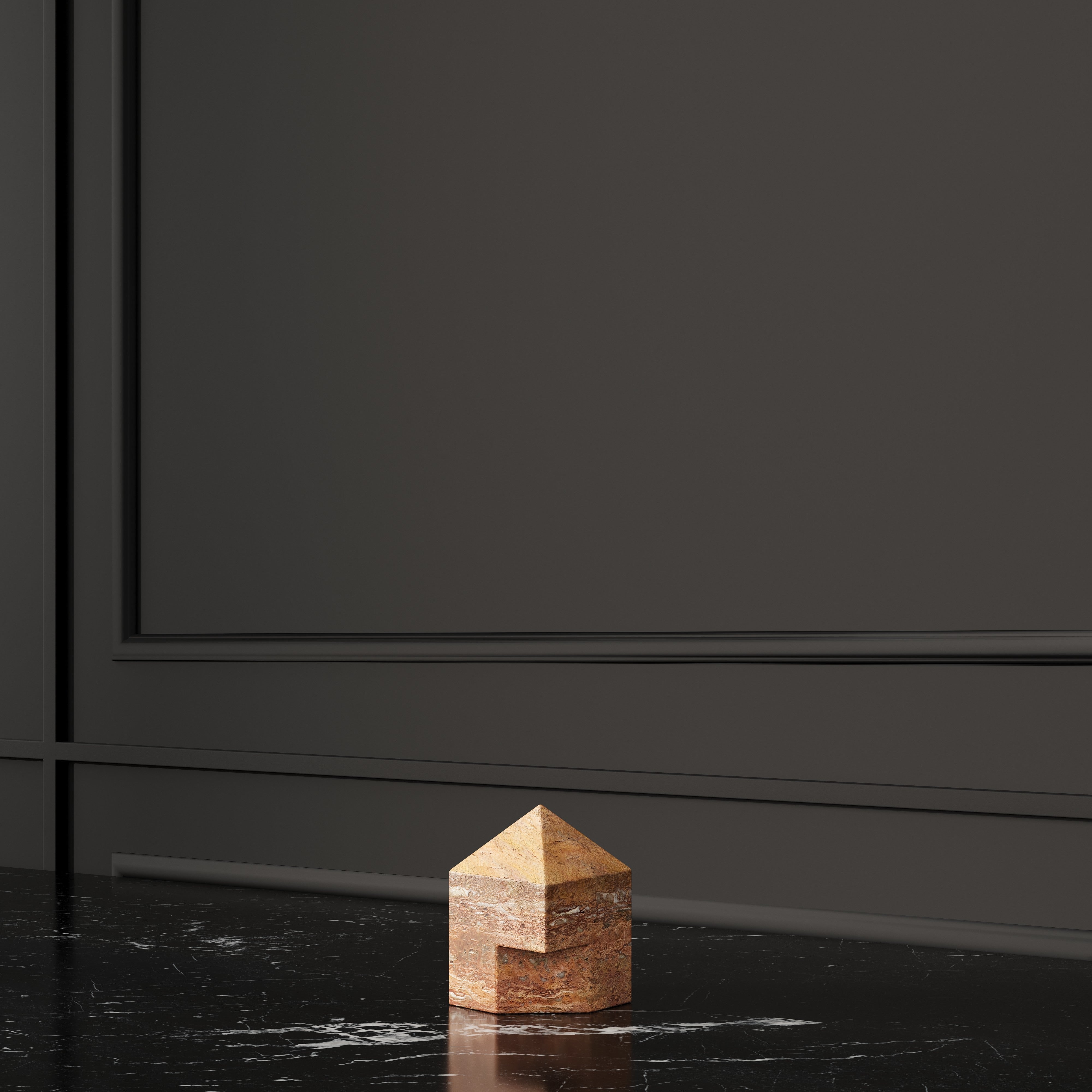 MARBLE PYRAMID DECOR - RED