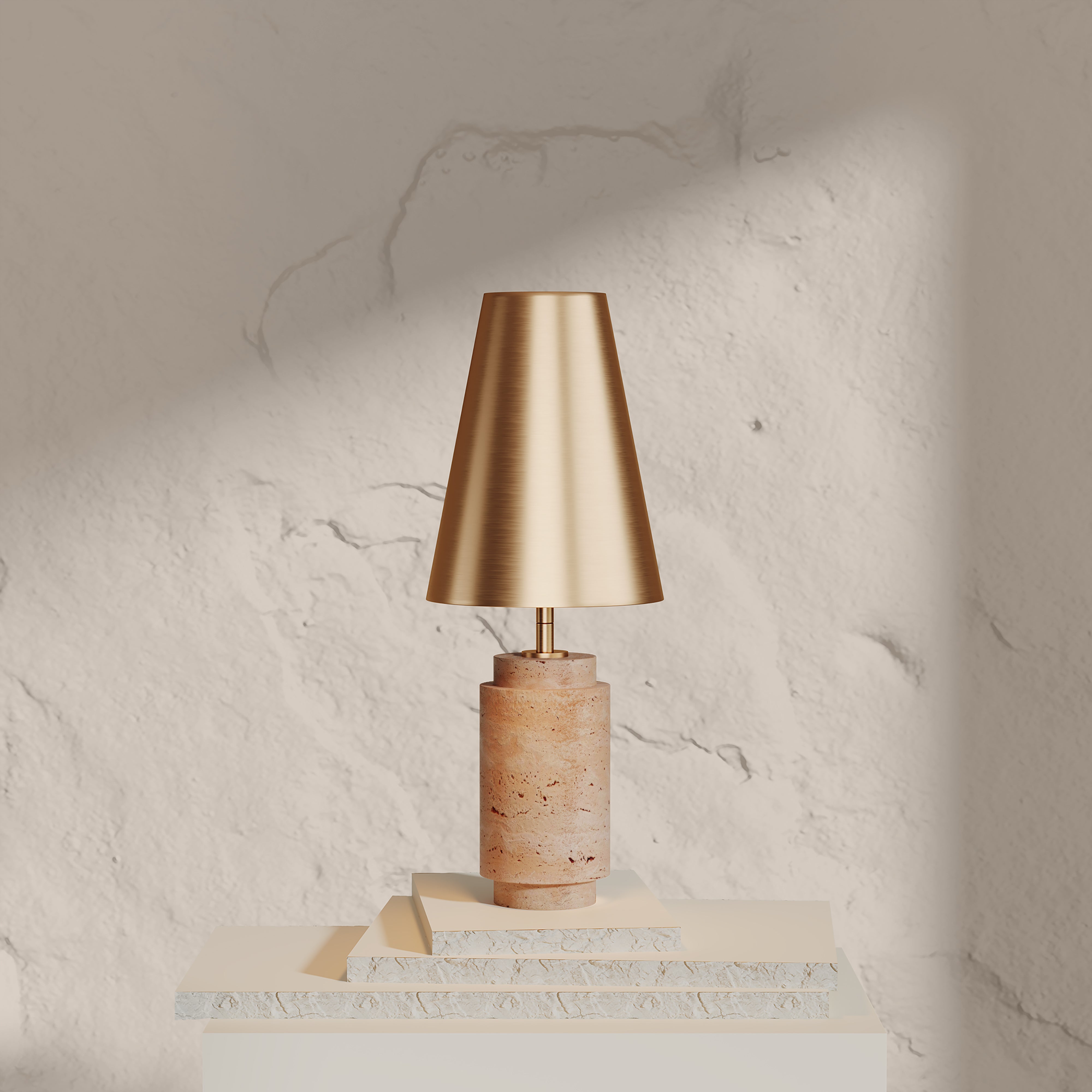 TRAVERTINE BASE GOLD LAMP - PREORDER