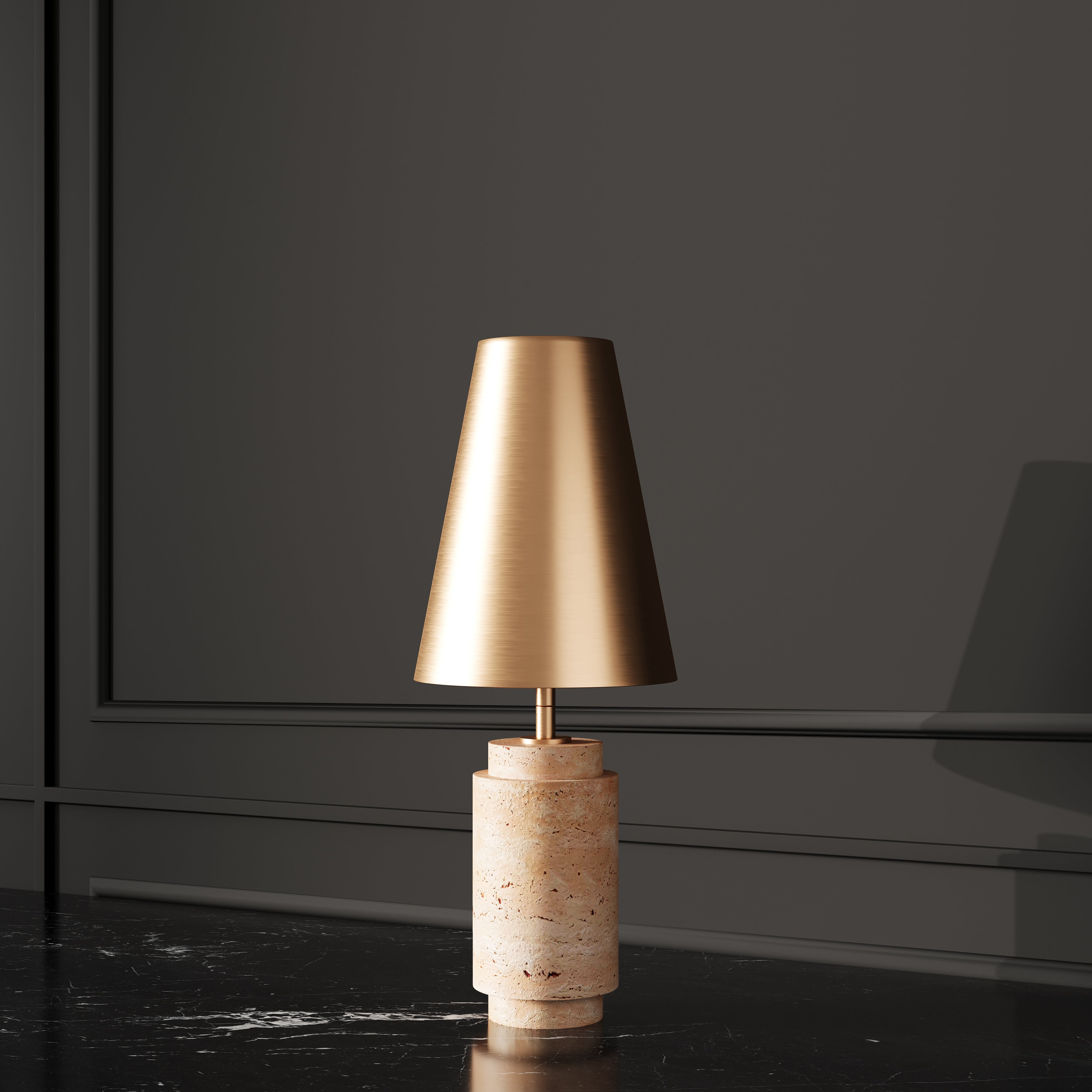 TRAVERTINE BASE GOLD LAMP - PREORDER